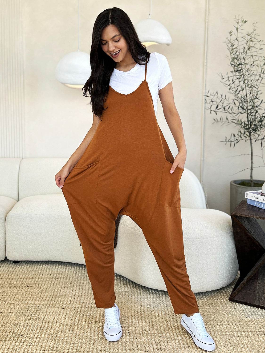 Double Take Full Size Sleeveless V-Neck Pocketed Jumpsuit - Shop Style & More | Fresh Looks, Everyday Deals & Free Shipping