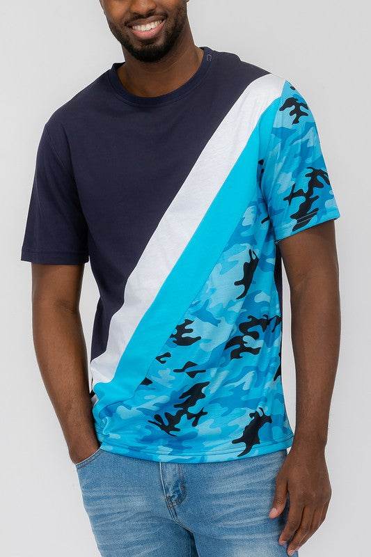 SHORT SLEEVE CAMO COLOR BLOCK TSHIRT - Shop Style & More | Fresh Looks, Everyday Deals & Free Shipping