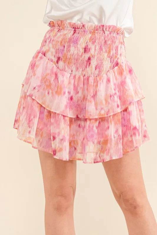 And The Why Printed Lurex Smocked Waist Tiered Skort - Shop Style & More | Fresh Looks, Everyday Deals & Free Shipping
