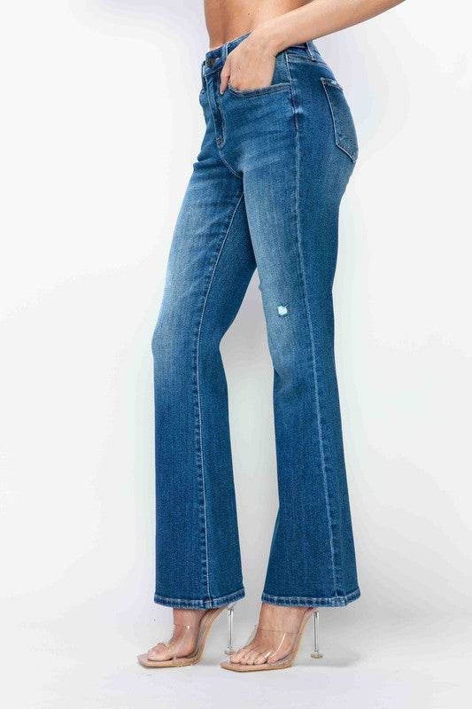 bytos Full Size High Rise Bootcut Jeans with Pockets - Shop Style & More | Fresh Looks, Everyday Deals & Free Shipping