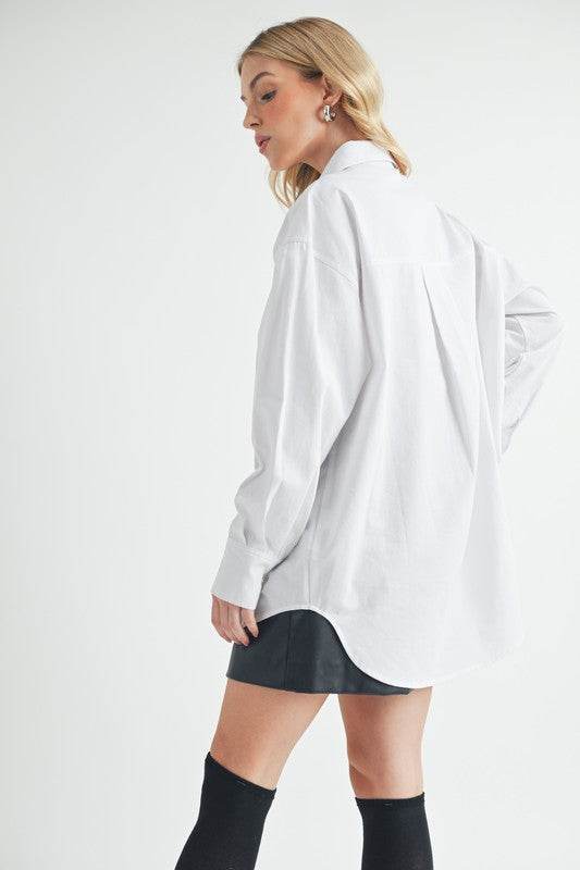 Aemi + Co High-Low Collared Neck Drop Shoulder Shirt - Shop Style & More | Fresh Looks, Everyday Deals & Free Shipping