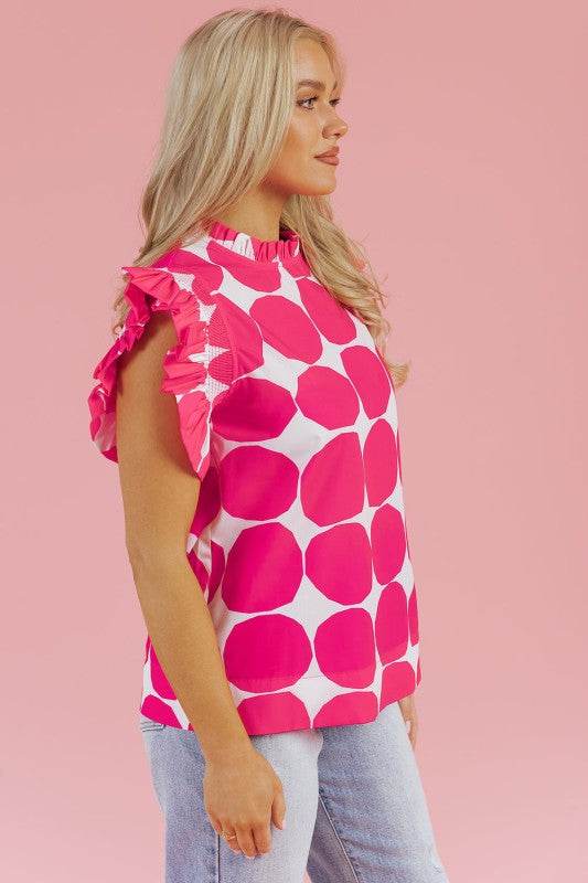 Loretta Bubblegum Pattern Frilled Top - Shop Style & More | Fresh Looks, Everyday Deals & Free Shipping