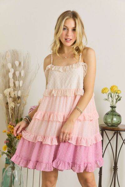 ADORA Swiss Dot Ruffled Tiered Mini Dress - Shop Style & More | Fresh Looks, Everyday Deals & Free Shipping