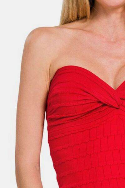 Zenana Ruched Twisted Sweetheart Neck Top - Shop Style & More | Fresh Looks, Everyday Deals & Free Shipping