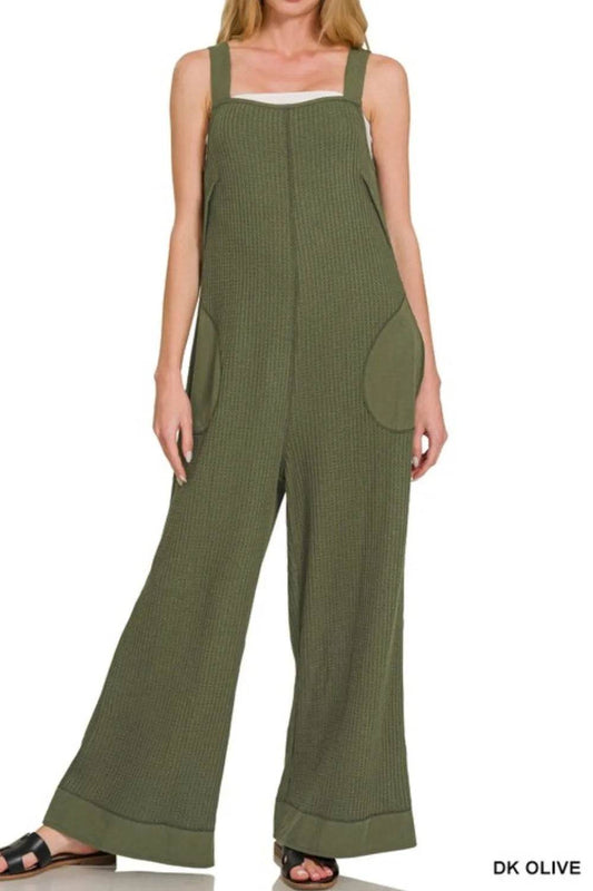 Zenana Knit Waffle Wide Leg Overalls - Shop Style & More | Fresh Looks, Everyday Deals & Free Shipping
