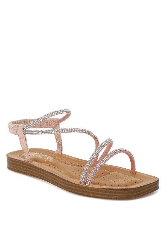 Ridayne Rhinestones Embellished Strappy Flats - Shop Style & More | Fresh Looks, Everyday Deals & Free Shipping