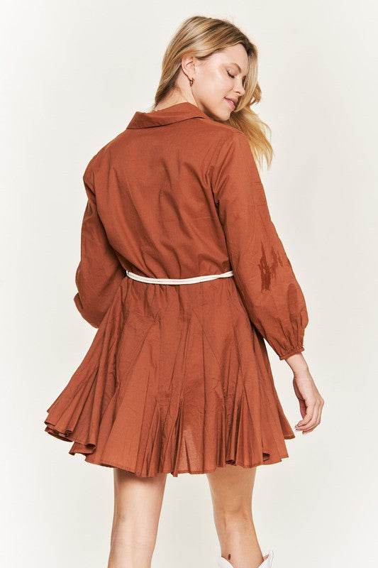 SOLID FLARE SHIRT DRESS KRD4190 - Shop Style & More | Fresh Looks, Everyday Deals & Free Shipping