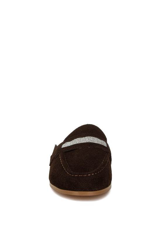 Belorose Rhinestone Strap Suede Mules - Shop Style & More | Fresh Looks, Everyday Deals & Free Shipping