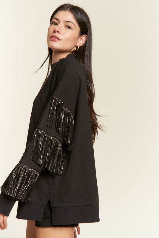Silver studded fringe sleeve top PLUS JJT5009P - Shop Style & More | Fresh Looks, Everyday Deals & Free Shipping