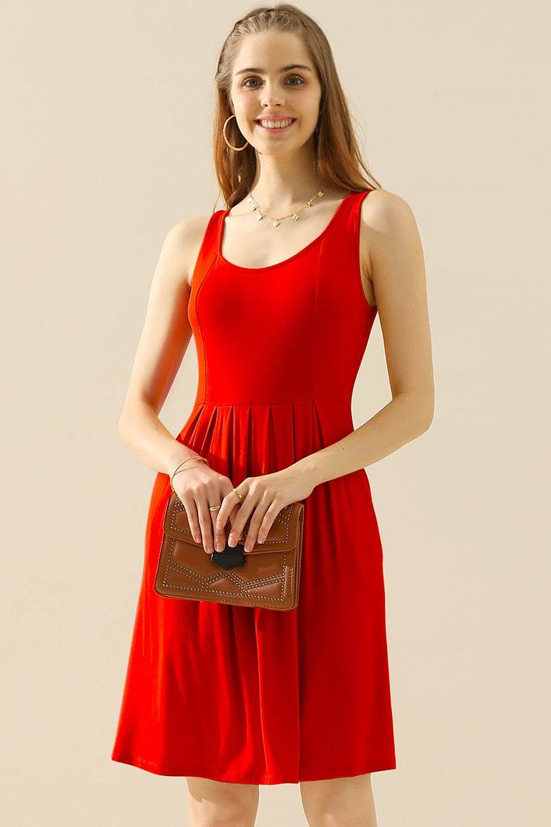 Doublju Full Size Round Neck Ruched Sleeveless Dress with Pockets - Shop Style & More | Fresh Looks, Everyday Deals & Free Shipping