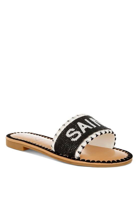Luxe Getaway Beaded Saint Tropez Flat Slip Ons - Shop Style & More | Fresh Looks, Everyday Deals & Free Shipping