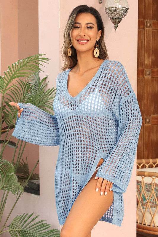 Crochet Side Split Beach Coverups Swimwear Dress - Shop Style & More | Fresh Looks, Everyday Deals & Free Shipping
