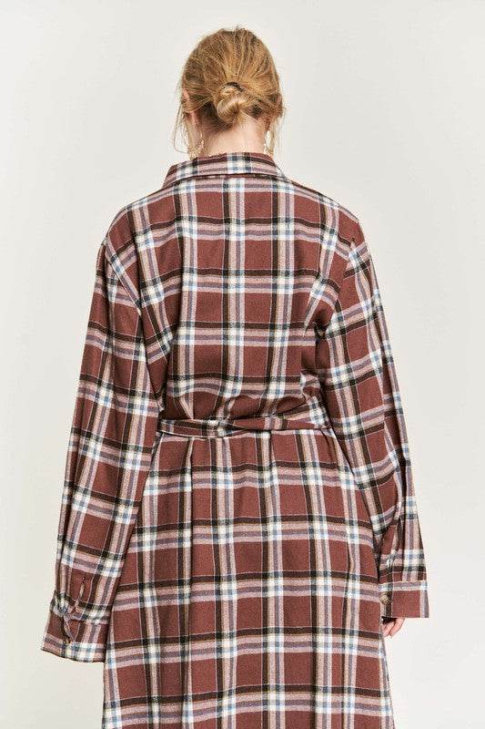 PLAID PRINT COLLAR LONG SHIRT DRESS PLUS - Shop Style & More | Fresh Looks, Everyday Deals & Free Shipping