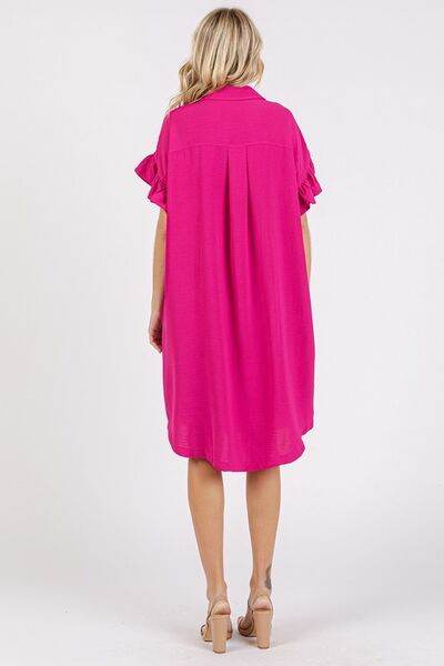 Mittoshop Button Down Flounce Sleeve Dress with Pockets - Shop Style & More | Fresh Looks, Everyday Deals & Free Shipping