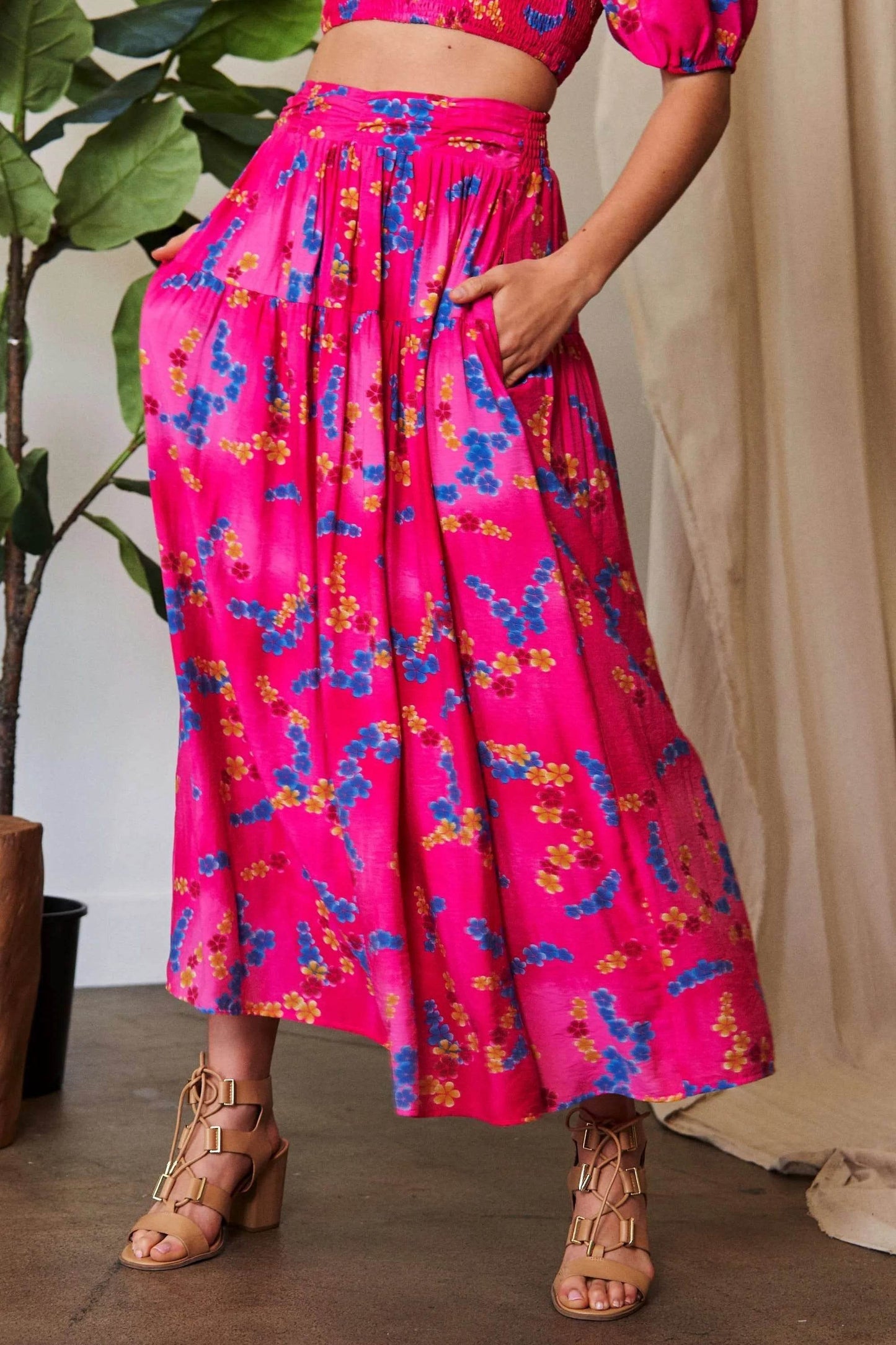 Davi & Dani Printed Smocking Waistband Ruffled Maxi Skirt - Shop Style & More | Fresh Looks, Everyday Deals & Free Shipping