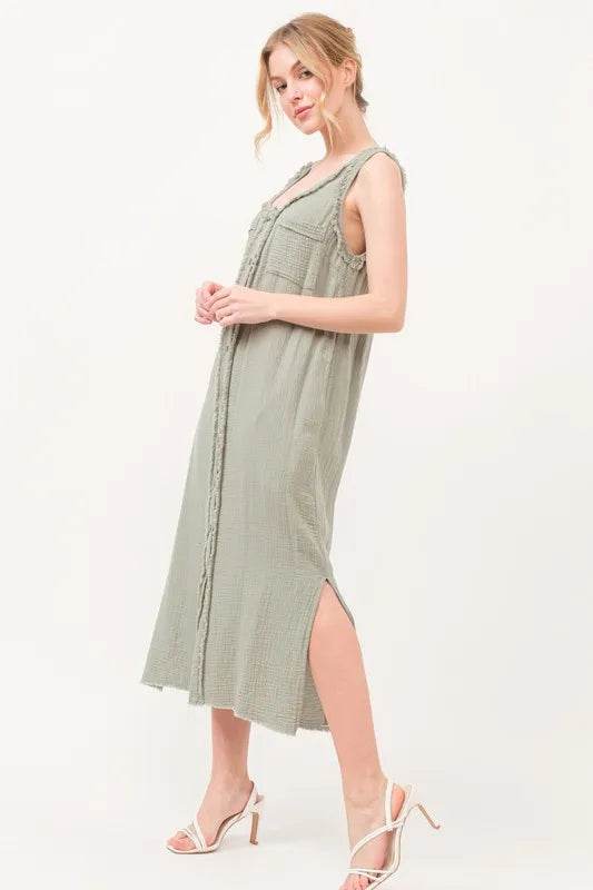And The Why Washed Gauzed Patch Pocket Tank Midi Dress - Shop Style & More | Fresh Looks, Everyday Deals & Free Shipping