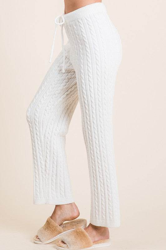 BiBi Cable-Knit High Waist Sweater Pants - Shop Style & More | Fresh Looks, Everyday Deals & Free Shipping