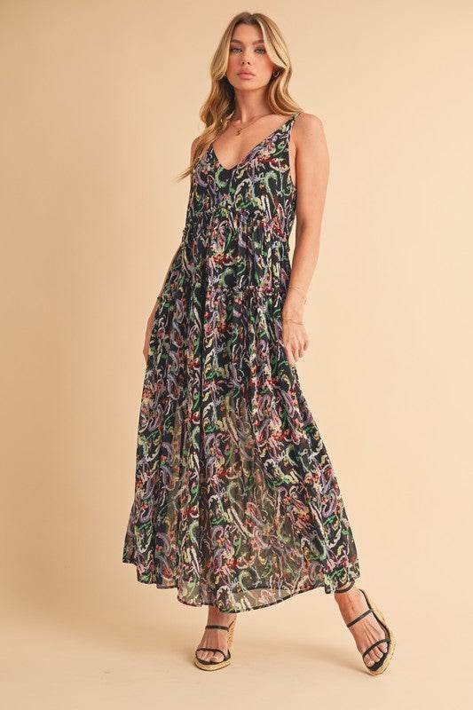 Aemi + Co Printed V-Neck Frill Tiered Cami Dress - Shop Style & More | Fresh Looks, Everyday Deals & Free Shipping