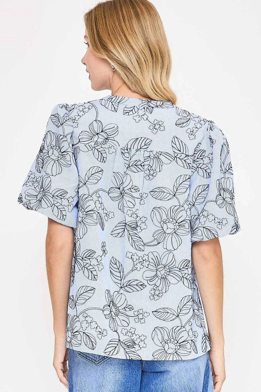 Umgee Floral Print Puff Sleeve Casual Blouse - Shop Style & More | Fresh Looks, Everyday Deals & Free Shipping