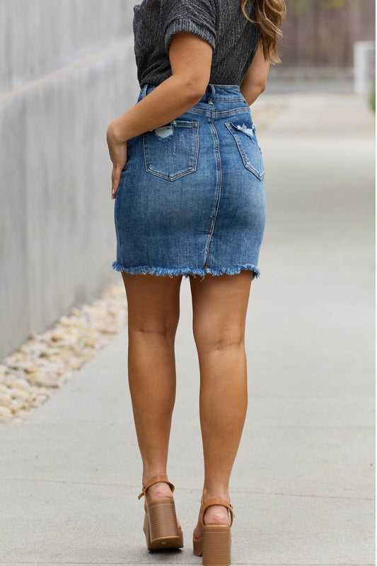 RISEN Amelia Full Size Denim Mini Skirt - Shop Style & More | Fresh Looks, Everyday Deals & Free Shipping