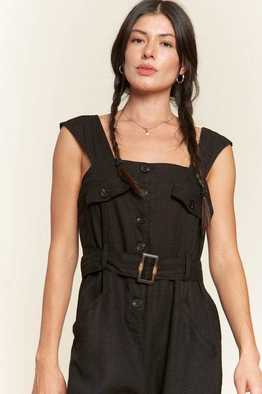 PLUS SLEEVELESS SQUARE NECK BUTTON ANKLE JUMPSUIT - Shop Style & More | Fresh Looks, Everyday Deals & Free Shipping