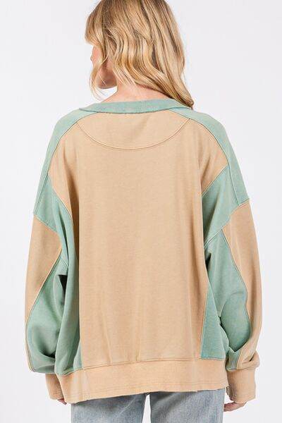 SAGE + FIG Color Block Round Neck Sweatshirt - Shop Style & More | Fresh Looks, Everyday Deals & Free Shipping