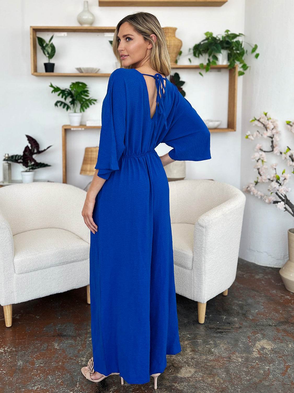 Double Take Full Size Surplice Wide Leg Jumpsuit with Pockets - Shop Style & More | Fresh Looks, Everyday Deals & Free Shipping