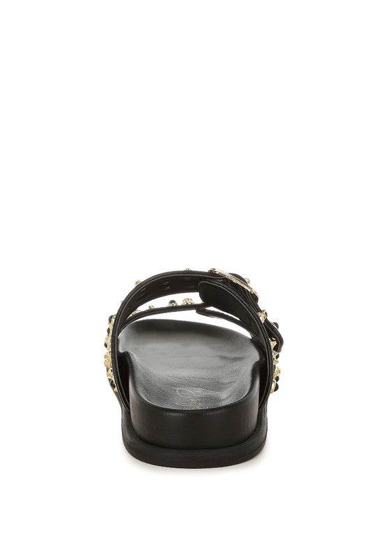 Jayata Metallic Stud Embellished Sliders - Shop Style & More | Fresh Looks, Everyday Deals & Free Shipping