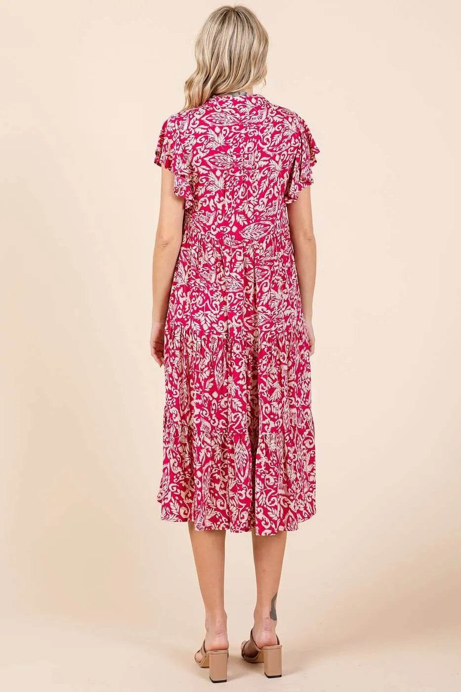 Mittoshop Abstract Print Ruffle Tier Midi Dress - Shop Style & More | Fresh Looks, Everyday Deals & Free Shipping