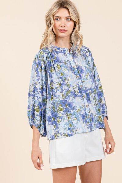 Mittoshop Flower Print Batwing Sleeve Button Down Blouse - Shop Style & More | Fresh Looks, Everyday Deals & Free Shipping