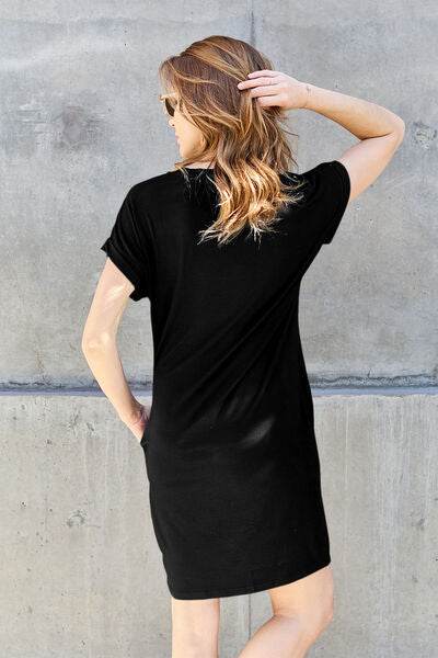 Basic Bae Bamboo Full Size Round Neck Short Sleeve Dress with Pockets - Shop Style & More | Fresh Looks, Everyday Deals & Free Shipping