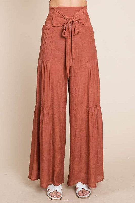 Tie front ruched waist back pants - Shop Style & More | Fresh Looks, Everyday Deals & Free Shipping