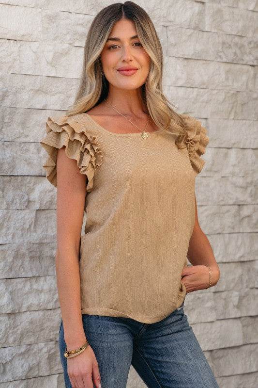Nia Ruffled Tiered Sleeve Textured Top - Shop Style & More | Fresh Looks, Everyday Deals & Free Shipping