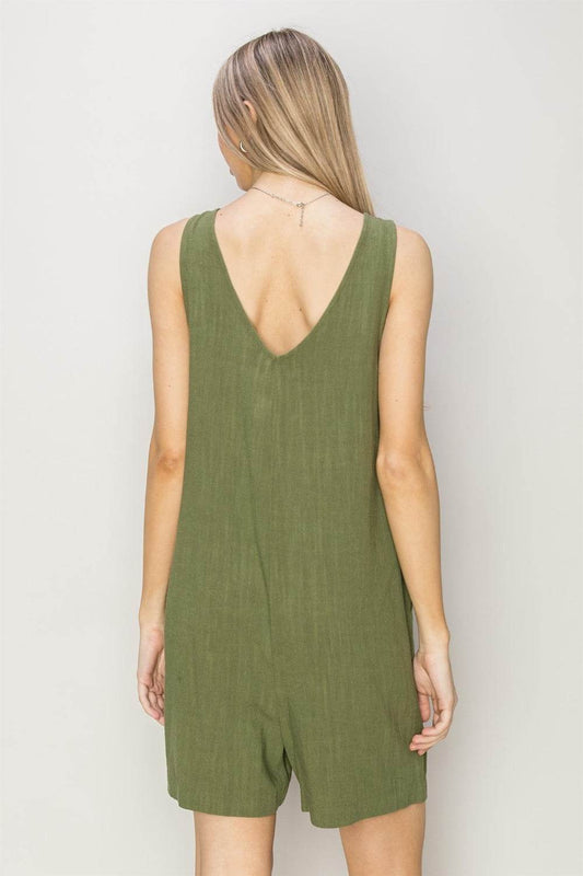 HYFVE V-Neck Sleeveless Romper with Pockets - Shop Style & More | Fresh Looks, Everyday Deals & Free Shipping
