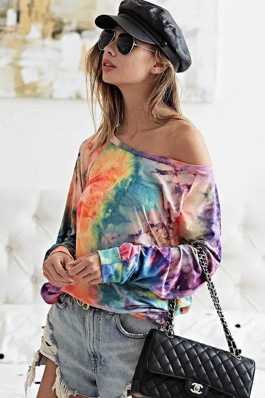 BiBi Tie Dye Soft Knit Jersey Top - Shop Style & More | Fresh Looks, Everyday Deals & Free Shipping