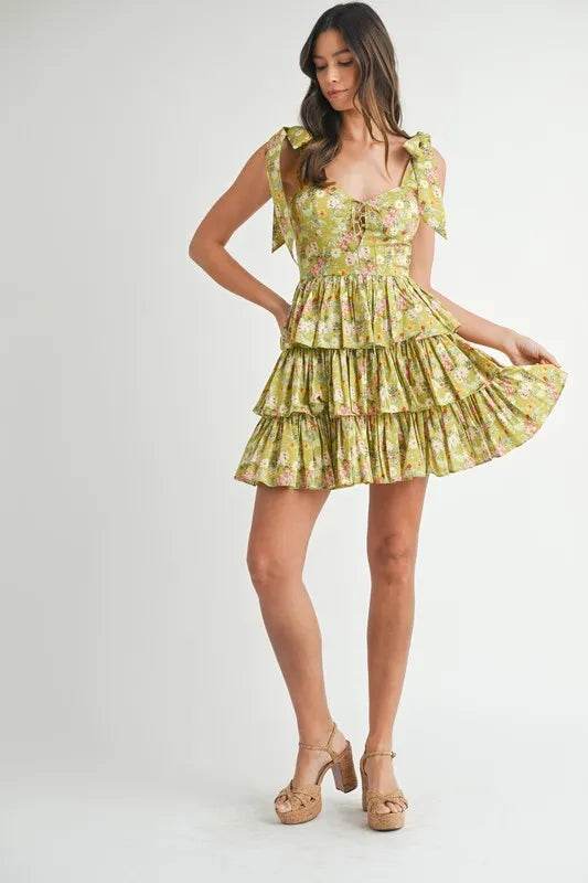 MABLE Floral Print Shoulder Tie Layered Mini Dress - Shop Style & More | Fresh Looks, Everyday Deals & Free Shipping