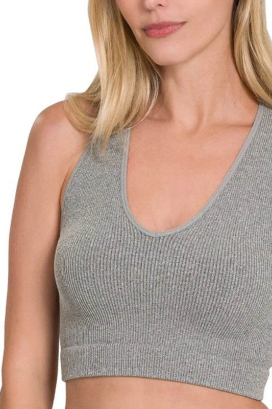 Zenana Seamless Ribbed Cropped Racerback Tank Top - Shop Style & More | Fresh Looks, Everyday Deals & Free Shipping