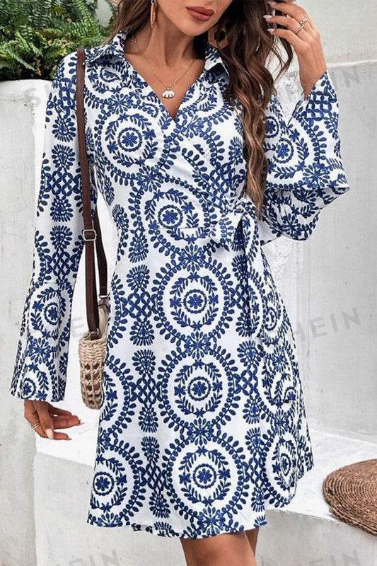 Women V Neck Wrapped Knot Long Sleeve Dress - Shop Style & More | Fresh Looks, Everyday Deals & Free Shipping