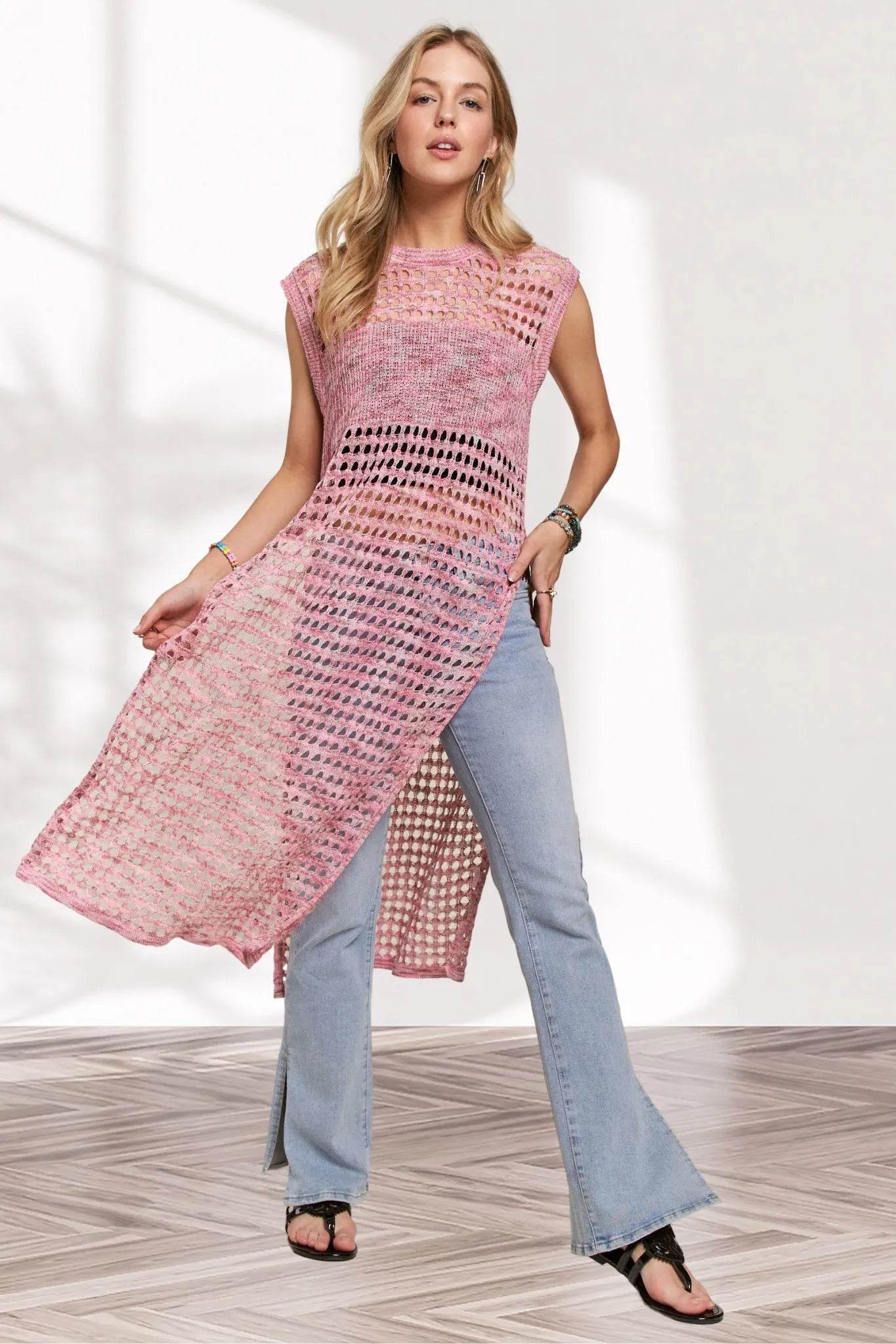ADORA Multi Color Crochet Tunic Top - Shop Style & More | Fresh Looks, Everyday Deals & Free Shipping