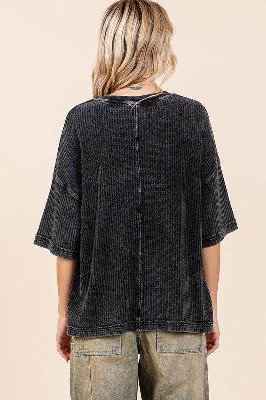Mittoshop Mineral Wash Waffle Knit Short Sleeve Top - Shop Style & More | Fresh Looks, Everyday Deals & Free Shipping