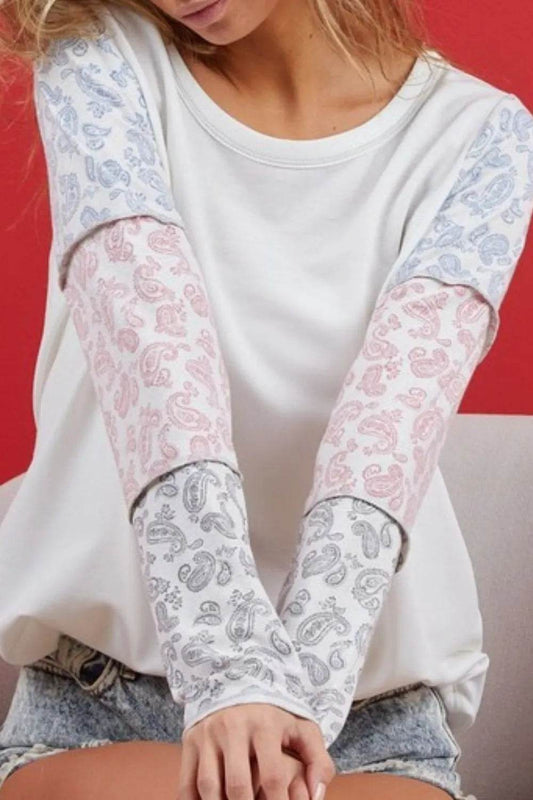 BiBi French Terry with Paisley Triblend Color Block - Shop Style & More | Fresh Looks, Everyday Deals & Free Shipping