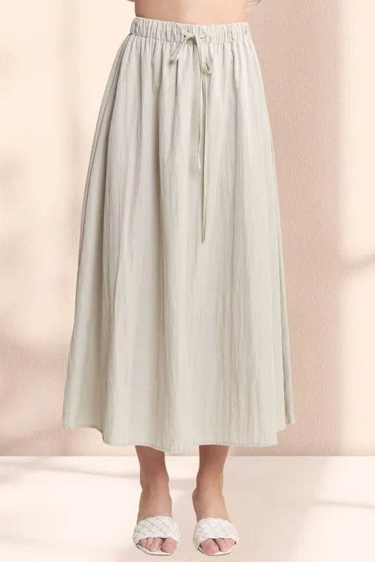 ADORA Drawstring Waist Crinkle Maxi Skirt - Shop Style & More | Fresh Looks, Everyday Deals & Free Shipping
