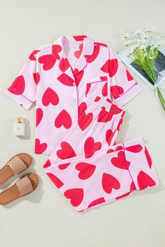 Heart Valentines Short Sleeve Pants Pajamas Set - Shop Style & More | Fresh Looks, Everyday Deals & Free Shipping