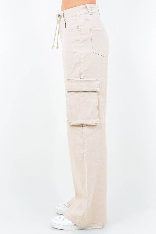 American Bazi Full Size Drawstring Wide Leg Cargo Pants Plus Size - Shop Style & More | Fresh Looks, Everyday Deals & Free Shipping