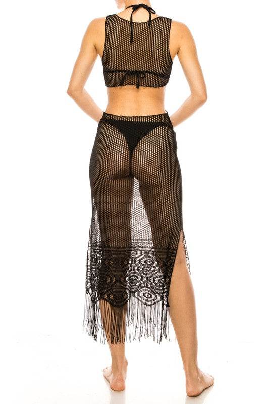 Relaxing Crochet with Tinsel Bottom Mid Cutout Cover Up - Shop Style & More | Fresh Looks, Everyday Deals & Free Shipping