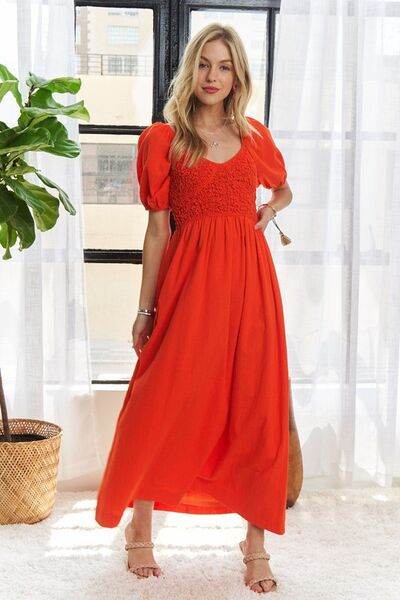 ADORA Popcorn Smocked Puff Sleeve Dress - Shop Style & More | Fresh Looks, Everyday Deals & Free Shipping