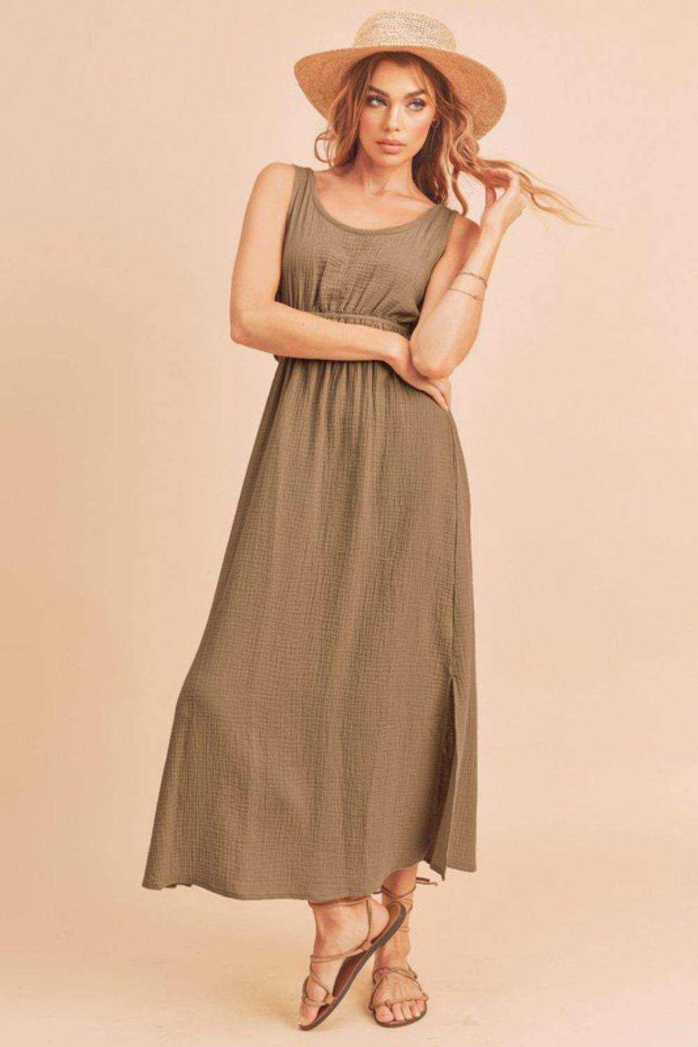 Aemi + Co Side Slit Round Neck Sleeveless Tank Dress - Shop Style & More | Fresh Looks, Everyday Deals & Free Shipping