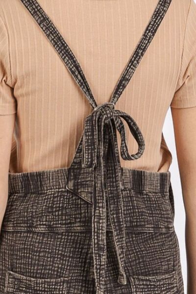Mittoshop Textured Knotted Overalls with Wide Strap Design Jumpsuits