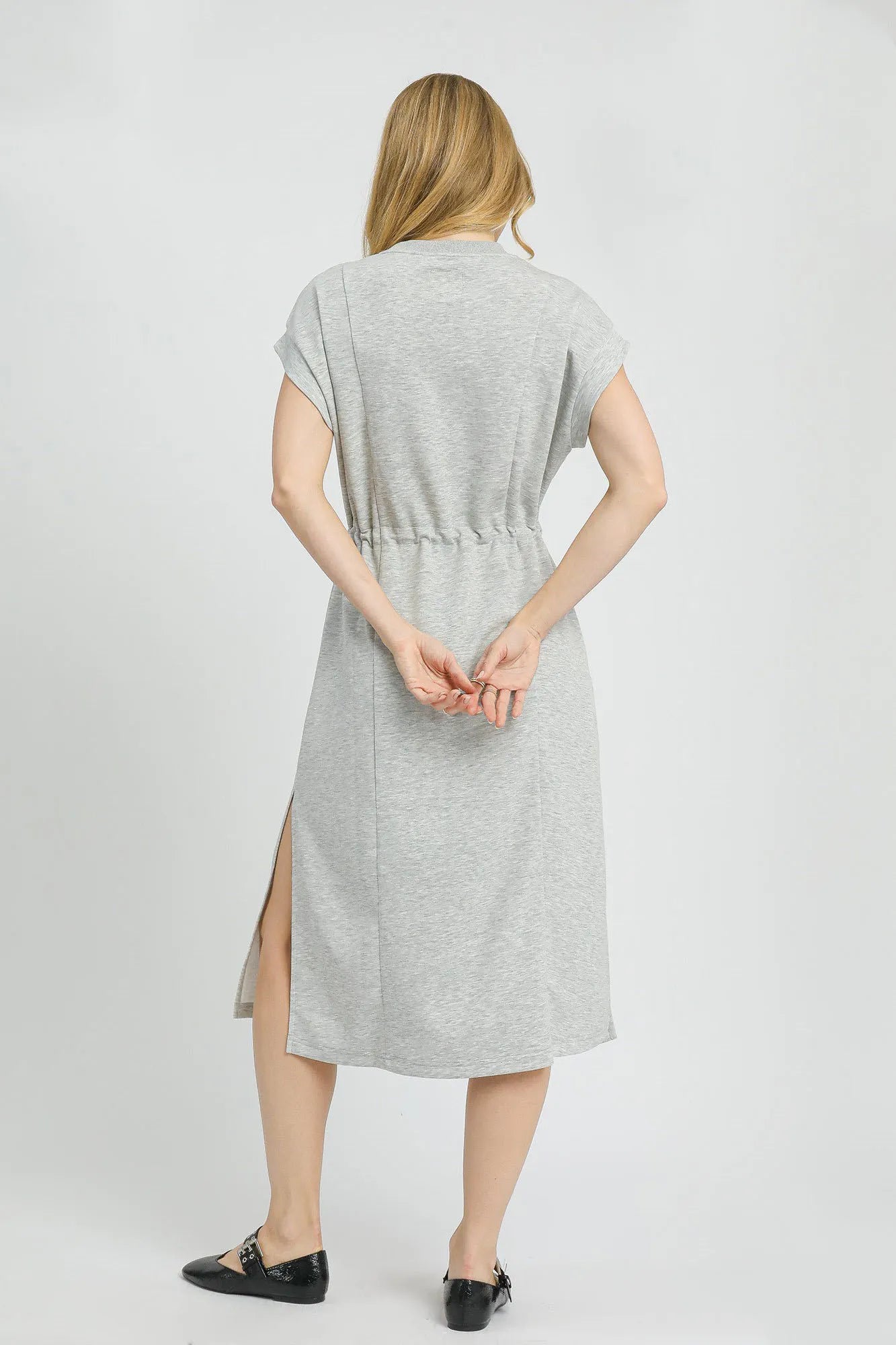Umgee Side Slit Short Sleeve Midi Tee Dress Dresses - Casual Dresses