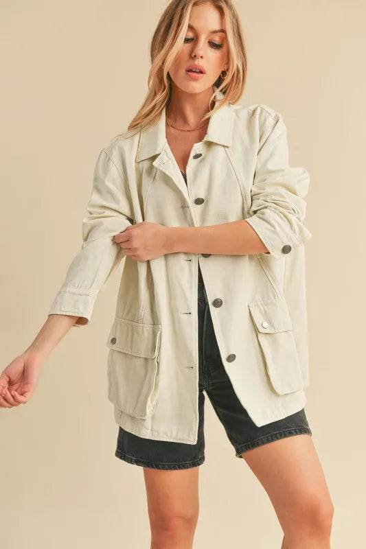 Aemi + Co Seam Detail Button Up Jacket with Pockets - Shop Style & More | Fresh Looks, Everyday Deals & Free Shipping